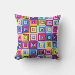 Colourful Geometric Squares Throw Pillow