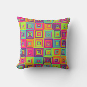 Colourful Geometric Squares Throw Pillow