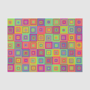 Colourful Geometric Squares Tissue Paper