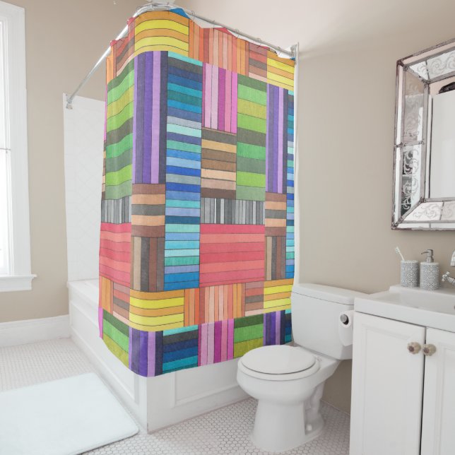 Colourful Geometric Striped Pattern in Rainbow  (In Situ)