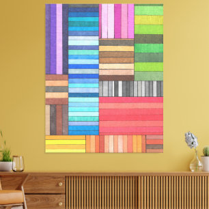 Colourful Geometric Striped Pattern in Rainbow Canvas Print