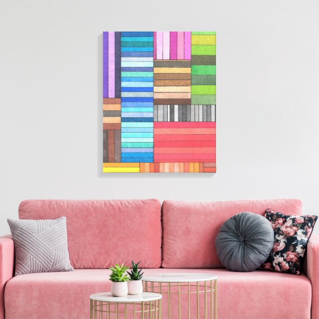 Colourful Geometric Striped Pattern in Rainbow Canvas Print (Insitu(LivingRoom))