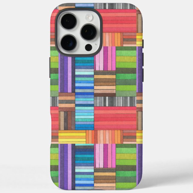 Colourful Geometric Striped Pattern in Rainbow  Case-Mate iPhone Case (Back)