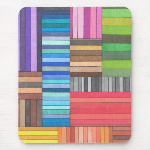Colourful Geometric Striped Pattern in Rainbow Mouse Pad