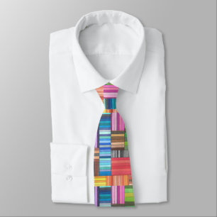 Colourful Geometric Striped Pattern in Rainbow Tie