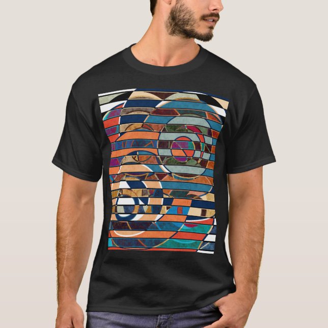 Colourful Geometric Stripes, Abstract T-Shirt (Front)