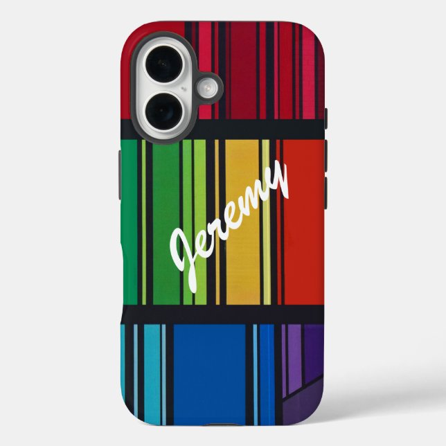 Colourful Geometric Stripes personalize with Name Case-Mate iPhone Case (Back)