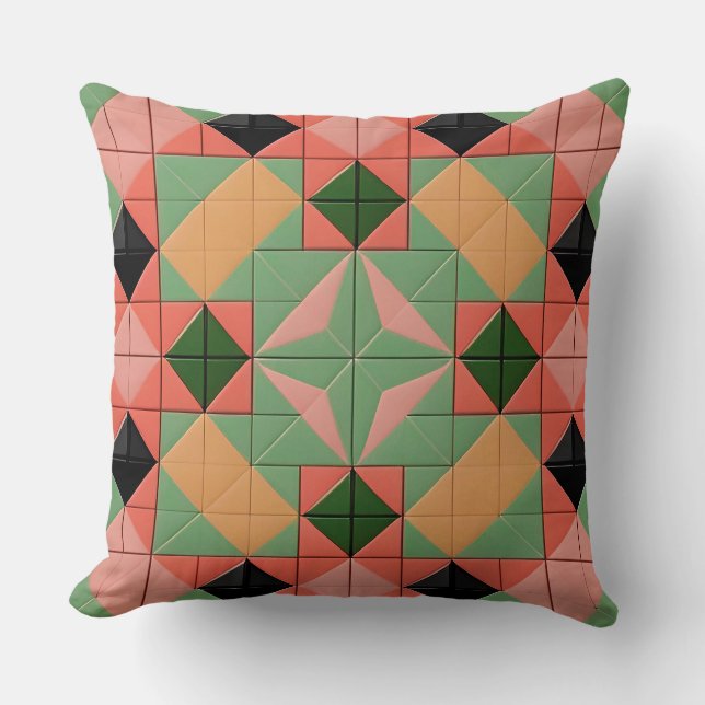 🔷 Colourful Geometric Symmetry Pattern Art ✨ Throw Pillow (Front)
