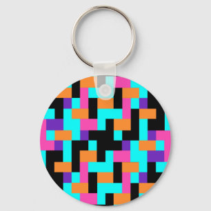 Colourful Geometric Tetris Squares - Modern Patter Keychain