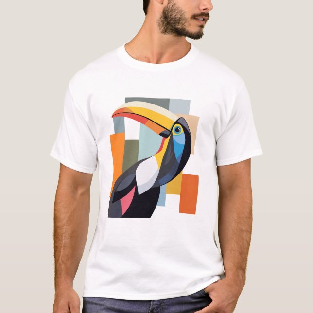 Colourful Geometric Toucan Bird  T-Shirt (Front)