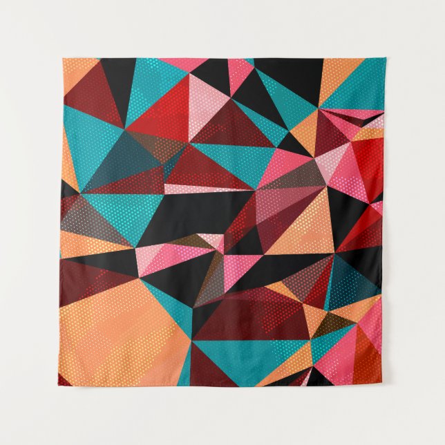 Colourful Geometric Triangle Abstract Tapestry (Front)