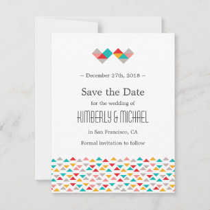 Colourful Geometric Triangle Hearts Save the Date