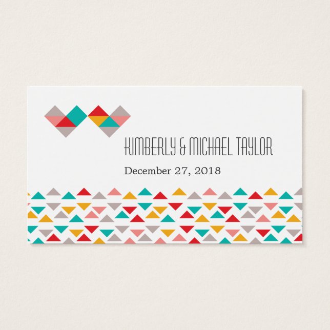 Colourful Geometric Triangle Hearts Wedding (Back)