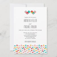 Colourful Geometric Triangle Hearts Wedding