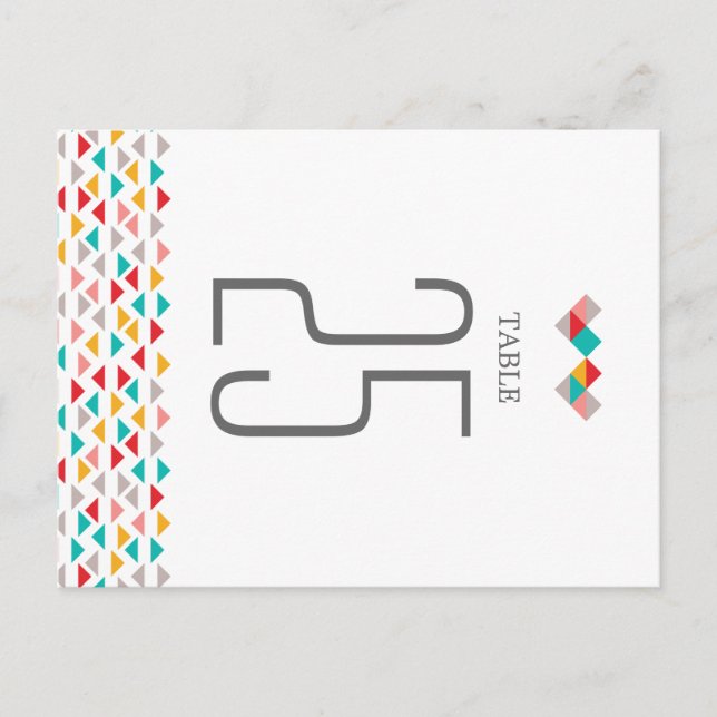 Colourful Geometric Triangle Hearts Wedding Postcard (Front)