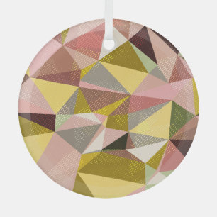 Colourful Geometric Triangles Abstract Texture. Glass Ornament