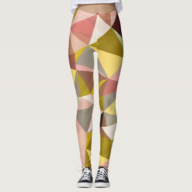 Colourful Geometric Triangles Abstract Texture. Leggings (Front)