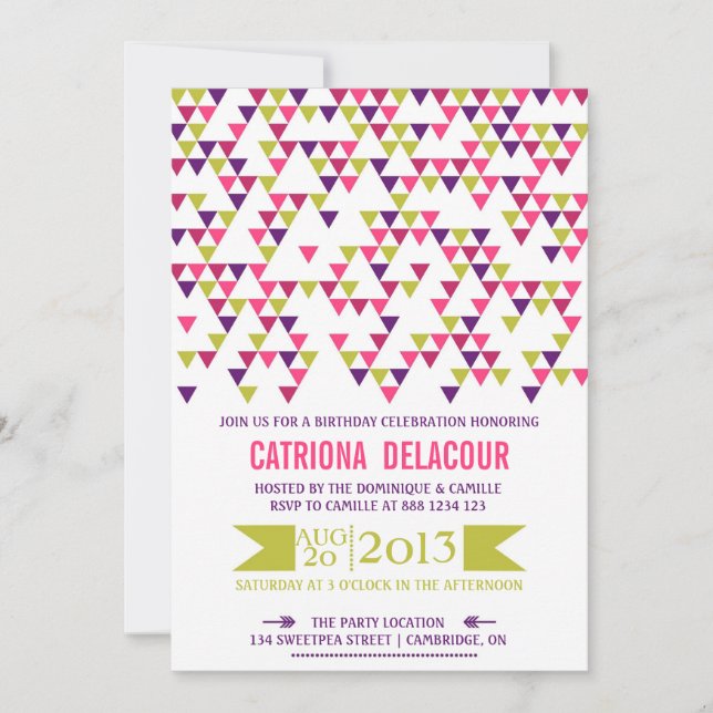 Colourful Geometric Triangles Birthday Invitation (Front)
