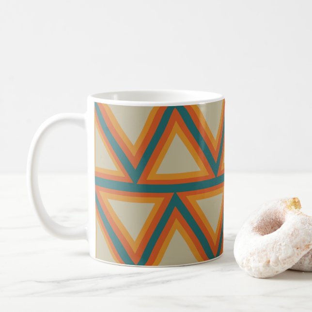 Colourful Geometric Triangles  Coffee Mug (With Donut)