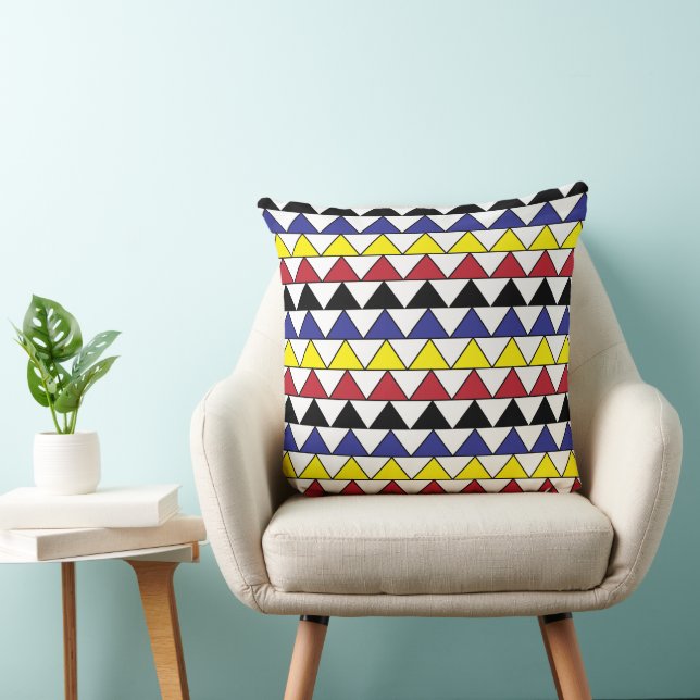 Colourful Geometric Triangles Pattern Throw Pillow (Chair)