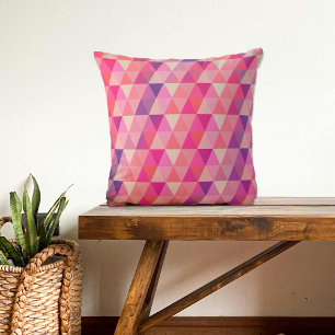 Colourful Geometric Triangles Pattern Throw Pillow