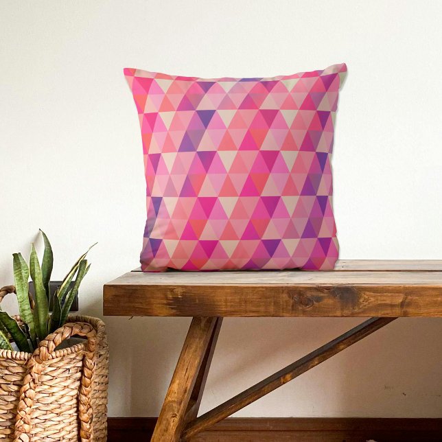 Colourful Geometric Triangles Pattern Throw Pillow (Creator Uploaded)