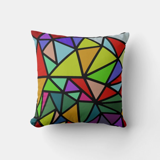 colourful geometric triangles throw pillow (Front)