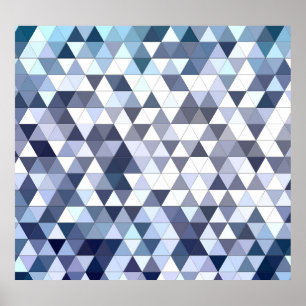 Colourful geometric triangular mosaic: abstract ba poster