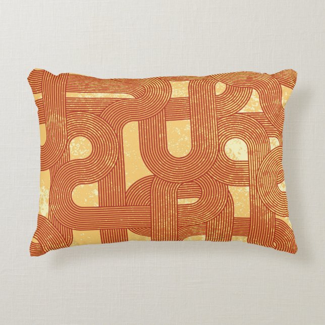Colourful Geometric Vintage Abstract. Accent Pillow (Front)