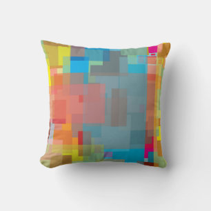 Colourful Geometric Water Colour Background Throw Pillow