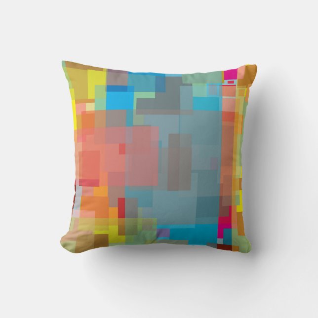 Colourful Geometric Water Colour Background Throw Pillow (Front)