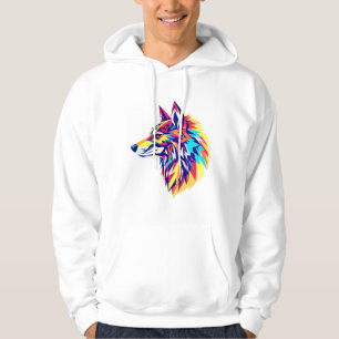 Colourful Geometric Wolf T-Shirt Hoodie