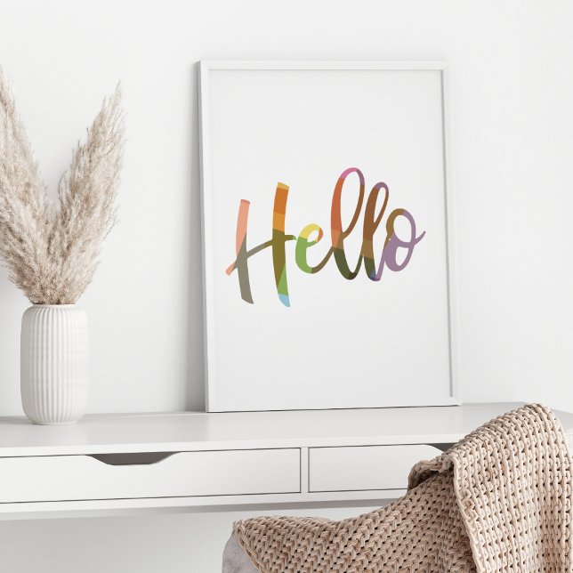 Colourful Geometric Word Art Typography Hello Poster (Creator Uploaded)