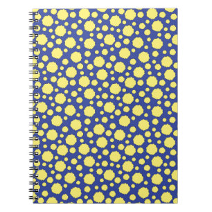 Colourful geometric yellow circles on blue  notebook