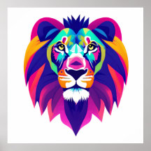 Colourful Geometrical Lion Head
