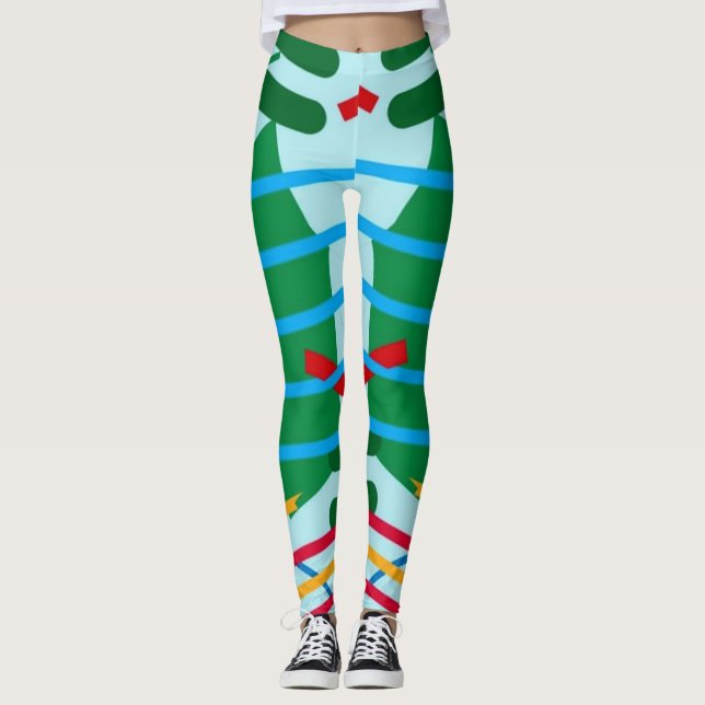 Colourful Geometry design Leggings (Front)