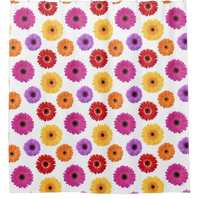 Colourful Gerber Daisies Bold Floral Shower Curtai (Front)