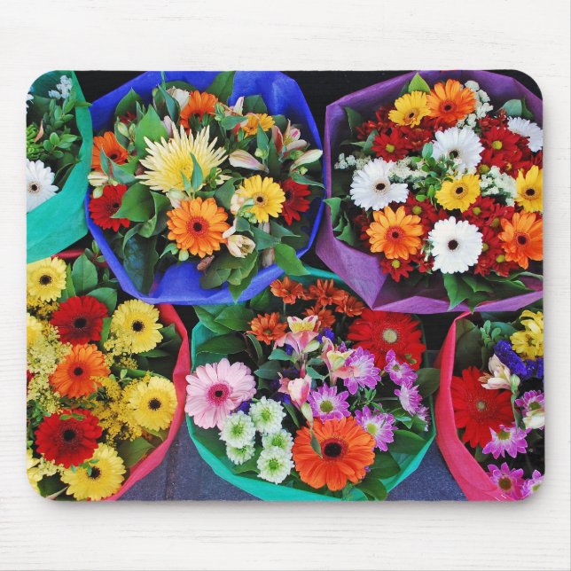 Colourful gerber flower bouquets mouse pad (Front)