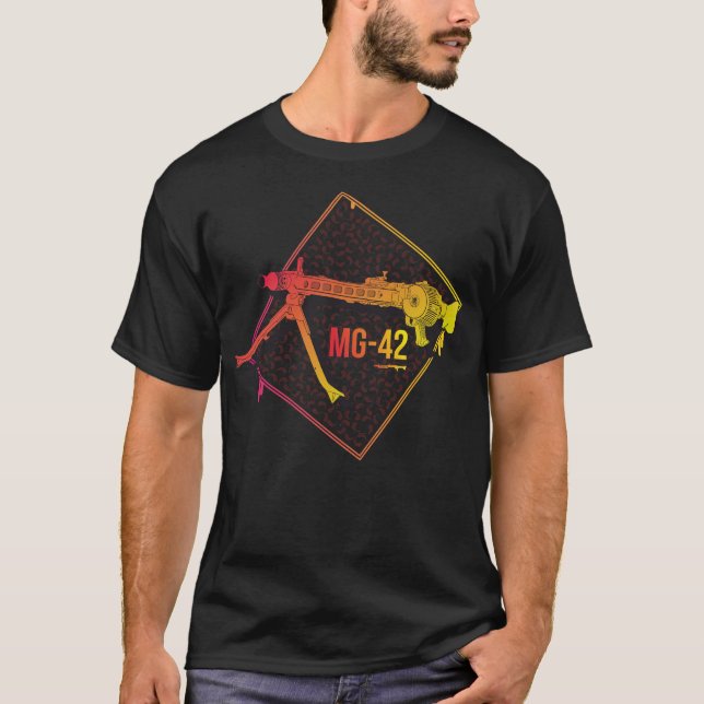 Colourful German MG-42 machine gun T-Shirt (Front)