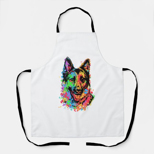 Colourful German Shepherd  Apron (Front)