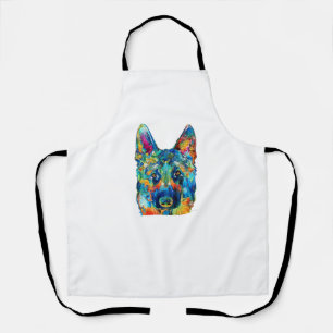 Colourful German Shepherd Dog Art By Sharon Cummin Apron