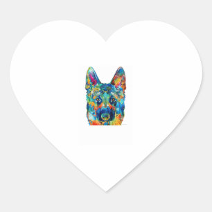 Colourful German Shepherd Dog Art By Sharon Cummin Heart Sticker
