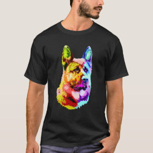 Colourful German Shepherd Dog Dad Mom Owner Pop Ar T-Shirt