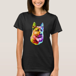 Colourful German Shepherd Dog Dad Mom Owner Pop T-Shirt