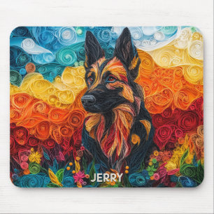Colourful German Shepherd Dog Portrait Mouse Pad