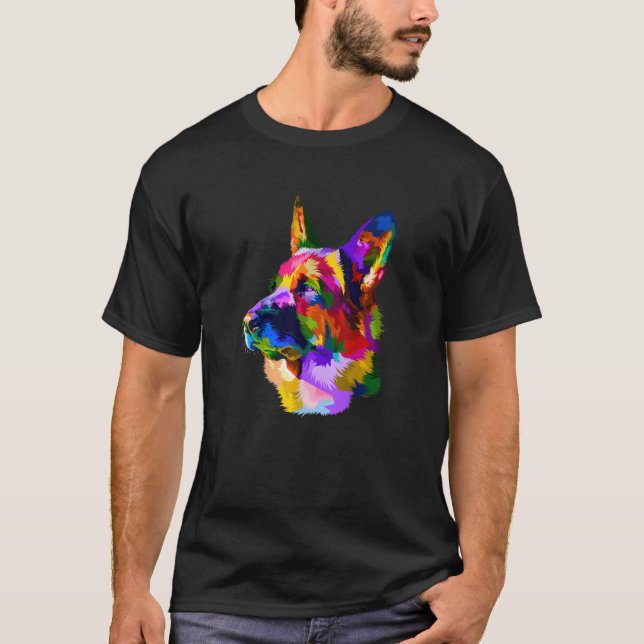 Colourful German shepherd, German shepherd dog own T-Shirt (Front)
