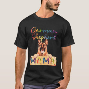 Colourful German Shepherd Mama  Dog Mom T-Shirt