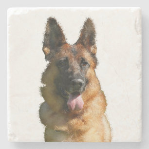 Colourful German Shepherd Marble Coaster
