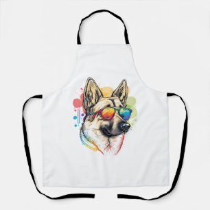 Colourful German Shepherd Pop Art Dad Mom Dog Love Apron