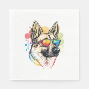 Colourful German Shepherd Pop Art Dad Mom Dog Love Napkin